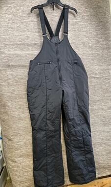 Ski Gear Bib Snow Pants Mens XL Black Insulated Waterproof Zip Pocket Suspenders